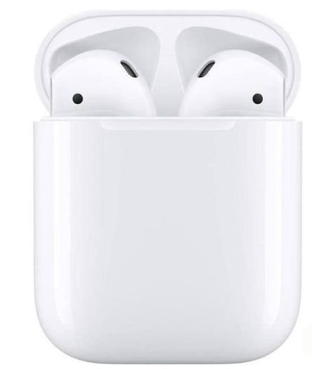   Apple AirPods 2nd generation with charging case, which are headphones that use the H1 chip for faster and more stable connections.