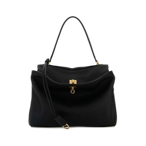 BALENCIAGA Balenciaga Leather Slouchy Shoulder Bag - Black